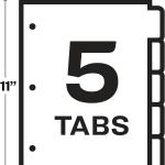 Avery 11416 Clear Label Index Maker Dividers, 8.5 x 11, White, 5 Tabs/Set