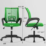 BestOffice | Ergonomic Office Chair | Mid-Back Swivel Desk Chair | Breathable Backrest & Lumbar Support | justable Height | Sponge Seat | Rolling Wheels | Green | for ults & Women