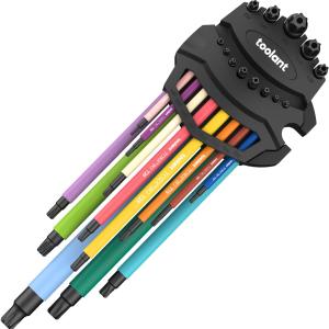 Torx Wrench Set 13pcs(T6-T50),Extra Long Arm Security Metirc Star Wrench Set, Crafted Torx Key Set with Color Coded Sleeves for Furniture Assembly, Bicycle Maintenance, Household DIY