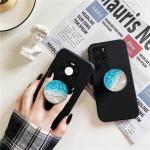 Clear Crystal Glitter Collapsible Expanding Moblile Cell Phone Grip Stand Holder for Smartphones and Tablets Phone Accessory (Blue Ocean Beach)