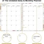 Undated Daily Monthly Planner for 2026 or Anytime - A4 To Do List with Hourly Schedule, Hardcover Spiral Bound Daily Planner to Increase Focus, Stylish School/Office Supplies, 8.5" x 11", Flower