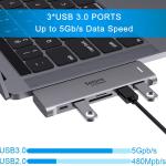 USB C apter for MacBook Pro/Air M1 M2 M3 2021 2020 2019 13" 15" 16", 6 in 1 USB-C Hub MacBook Pro Accessories with 3 USB 3.0 Ports,USB C to SD/TF Card Reer and 100W Thunderbolt 3 PD Port