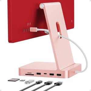 USB C HUB for iMac 24 inch 2021/2023, PULWTOP USB Hub apter iMac Accessories for M1/M3 with USB C 10Gbps 3*USB A SD/TF, Docking Station Support Expand M.2 SSD (Not Included), Color not for i.Mac M4