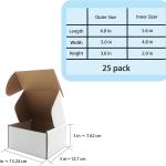 6x5x3 inch Shipping Boxes, White Corrugated Cardboard Box Literature Mailing Shipping Packaging Recyclable Storage Boxes and Craft Gifts Giving Products Business White Box Set of 25 (6''x5''x3'')