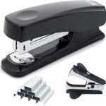 M&G Desktop Stapler with 25 Sheet Capacity, Two Binding Modes, Basic Stapler Set with 1000 Staples and Remover, Durable Staplers for Office Home (Black)