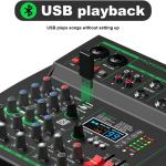 MW-4 Professional 4-Channel Portable Sound Console Bluetooth 5.0 USB Sound Card 99 Audio Sounds Live Karaok DJ Recording (with Phantom Power)