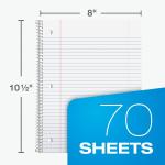 Oxford Spiral Notebook, 1 Subject, College Ruled Paper, 8 x 10-1/2 Inch, Pastel Pink, Orange, Yellow, Green, Blue and Purple, 70 Sheets (63756), Set of 6