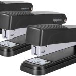Basics Full-strip Metal Office Desktop Stapler, 20 Sheet Capacity, 3 Pack, Black