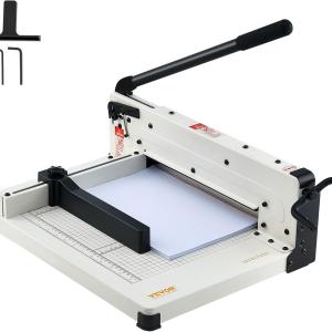 VEVOR Heavy Duty Paper Cutter, 12" Industrial Commercial Guillotine Paper Cutter for A4 Paper, 400 Sheet Capacity, Solid Steel Construction, Stack Paper Trimmer for Office Home School Shop, White
