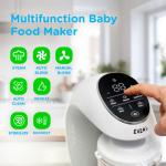 EVLA'S Baby Food Maker, Steamer, Blender, Baby Food Processor for Healthy Homeme Baby Food in Minutes, Touch Screen with 6 Reusable Food Pouches, Baby Registry Essential, White