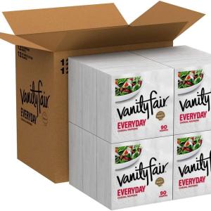 Vanity Fair Everyday Napkins, 1080 Count, White Paper Napkins, 90 Count (Pack of 12)