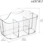 mDesign School Supplies Desk Organizer Tote for Scissors, Pens, Pencils, Noteps, Markers, Highlighters, Tape - Small, Clear