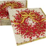 Caspari Entertaining Pepper Berry Cocktail Napkins, Red, 20-Pack