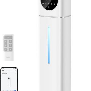 Dreo 11L Smart Humidifier Large Room 700 ft², 100H Cool Mist Air Humidifiers for Bedroom, Top-Fill Self-Cleaning Tank, 26dB, Auto Mode, Aroma Box, RGB Light, Remote & APP Control, Baby, Plant, Silver