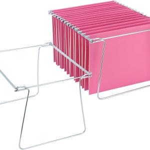 2 Packs Hanging File Folder Frame,Heavy Duty Steel Hanging File Organizer,File Cabinet Rails,justable 11 to 17.4 Inches,Mountable