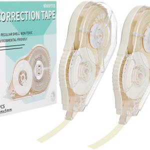 100 Feet Long Beige Correction Tape, Smooth Glide, No Residue, Quick Dry, Perfect for School, Office Supplies, Crafting, Note Taking, Journaling (2 Pack)