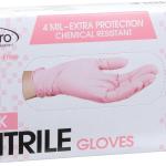 ForPro Professional Collection Disposable Nitrile Gloves, Chemical Resistant, Powder-Free, Latex-Free, Non-Sterile, Food Safe, 4 Mil, Pink, Small, 100-Count