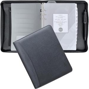 Fan&Ran 2026 Zipper Planner Organizer, Daily and Monthly Planner Refills with Simulated Leather Cover, A5, Black