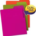 Sme Organized Up Heavyweight Vertical File Folders, Dual Tabs, Letter Size, Bright Tones, 6 per Pack (75406)