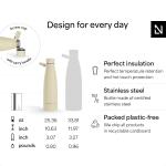 LARS NYSØM Stainless Steel Insulated Water Bottle 25oz 34oz | Insulated Thermo Flask for Hot and Cold Beverages | Leakproof Drinking Bottle (Olive Green, 25.4oz)