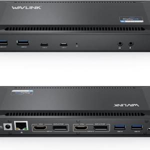 WAVLINK Universal USB C Laptop Docking Station Dual Monitors 5K/4K@60Hz with 65W Host Charging for Thunderbolt 4/3, USB-C Windows, Mac, Chrome, Ubuntu 20.04,22.04(2HDMI, 2DP, 6USB 3.0, 1Gbps Ethernet
