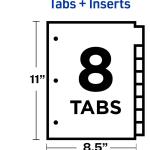 Avery 8-Tab Binder Dividers, Insertable Multicolor Big Tabs, 1 Set (11111)