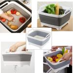 Collapsible Dish Pans for Washing Dishes 9L Portable Wash Dish Basin Foldable Laundry Tub with Drain Plug for Kitchen Sink Camping RV Accessories