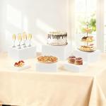 6PCS Buffet Risers, White Acrylic Food Risers for Buffet Table, Nesting Display Stand with Hollow Bottoms for Party, Catering, Dessert, Jewelry & Collectibles (10" x 10" x 6" to 5" x 5" x 1")