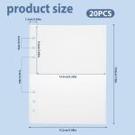 20 Pack Clear A5 6 Ring Binder Inserts Sleeves, 7.8x5.98 in Plastic Clear Binder Sleeves 2 Pocket, Plastic Page Protectors for 6 Ring A5 Inserts Index Cards, Photocards, Postcards, Pictures