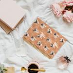 laveliabel Funny Pug Gifts Spiral Notebook, Orange Pug Gifts for Women Dog Mom Journaling Notebooks, Dog Paw Prints College Ruled Spiral Notebook for School Office Supplies, 5.5x8.3inch