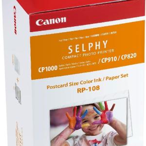 Canon RP-108 Color Ink/Paper Set, Compatible with Selphy CP910/CP820/CP1200/CP1300/CP1500