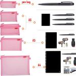 Pendancy Mesh Zipper Pouch 5pcs Lightweight Nylon File Folders Document Organizer Cosmetic Bags Accessories Storage for Travel and Office Supplies(Pink, A4 A5 A6)