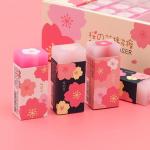 3 Pcs Pink Lovely Cherry Blossoms Rubber Erasers, Petal Sketch Painting Pencil Correction Tool, School Office Stationery Supply Standard Pencil Erasers,Erasers and Correction Products