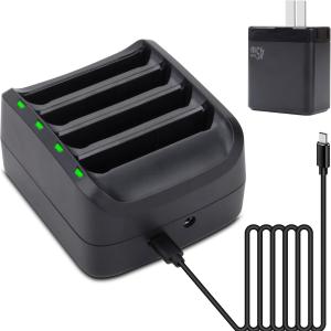 4-Slot Battery Charging Crle Kit for Zebra TC51 TC52 TC56 TC57 TC510 TC52X TC520L Barcode Scanners | Compatible with BT-000314 Battery - Charger Station with apter SAC-TC51-4SCHG-01