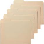 Basics File Folders with Tabs for Filing, 1/3-Cut Tab, Assorted Positions, 8.5x11 inches, Letter Size, Manila, Pack of 100