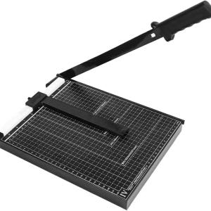 12" Guillotine Paper Cutter - 10 Sheet Capacity for Cardstock, Photos & Crafts | Heavy Duty Steel Base with Safety Guard | Ideal for Office, School or Home Use