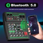 MW-4 Professional 4-Channel Portable Sound Console Bluetooth 5.0 USB Sound Card 99 Audio Sounds Live Karaok DJ Recording (with Phantom Power)