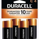 Duracell Coppertop C Batteries, 4 Count Pack, C Battery with Long-lasting Power, All-Purpose Alkaline C Battery for Household and Office Devices