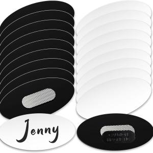 20 Pack Oval Name Bge Tags Blanks with Magnet DIY Engravable Printable Acrylic Name Tag for Clothes Jacket Shirts Office Business Work Supplies, 3 x 1.5 Inch(White)