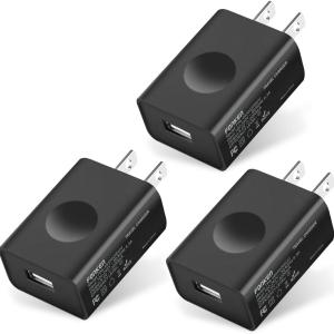 FONKEN USB Wall Charger, 3-Pack 5V 2A Power apter Universal Travel USB Plug Cell Phone Block Cube Compatible With iPhone, iP, Google Nexus, Samsung, LG, HTC, Moto, Kindle and More