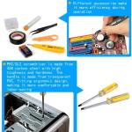 LEATBUY Network Crimp Tool Kit for RJ45/RJ11/RJ12/CAT5/CAT6/Cat5e/8P, Professional Crimper Connector Stripper Cutter, Computer Maintenance Lan Cable Pliers Tester Soldering Iron Set(Orange)