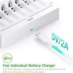 EBL Rechargeable AAA Batteries with Charger, 1100mAh NiMH, 1.2V, Recharge up to 1200x Times, Triple A Batteries for Remote Cordless Phone (16 Pack)