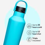 Corkcicle Sport Canteen - Keeps Drinks Cold 25 Hours - Stainless Steel Water Bottle - Triple-Insulated - Spill-Proof - Summer Drinkware Gift - Keeps Drinks Ice Cold - 20 oz - Capri Blue