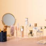 Acrylic Display Risers, 3 Tier Clear Cupcake Perfume Stand Organizer, Half Moon Dessert Stand for Display, Food, Amiibo Funko POP Figure (2half