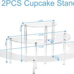 Acrylic Display Risers, 3 Tier Clear Cupcake Perfume Stand Organizer, Half Moon Dessert Stand for Display, Food, Amiibo Funko POP Figure (2half