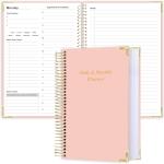 Undated Daily Monthly Planner for 2026 or Anytime - A5 To Do List with Hourly Schedule, Hardcover Spiral Bound Daily Planner to Increase Focus, Stylish School/Office Supplies, 5.8" x 8.5", Pink