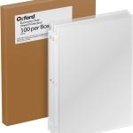 Oxford Sheet Protectors, Clear Finish, Top Lo, Letter Size Plastic Sleeves, Reinforced 3 Hole Punch for Binders, Sheets for 3 Ring Binder, 100 per Box (33267)