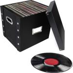 Vinyl Record Storage Box - 12" - 1 Pack- Crate Holds up to 75 Vinyl Albums - Black