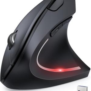 TECKNET 2.4G Ergonomic Mouse Vertical Wireless - 4800 DPI Optical Carpal Tunnel Mouse Right Hand, 5 justable DPI, Quiet Clicks, 6 Buttons for Laptop, Desktop, PC, Computer - Black