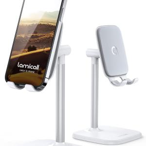 Lamicall Cell Phone Stand for Desk - justable Mobile Phone Holder Dock for Table, Desktop, Office, Compatible with iPhone 13 12 11 X Xr Pro Max 8 7 6 Plus, Mini, More 4-10'' Cellphone and Tablets